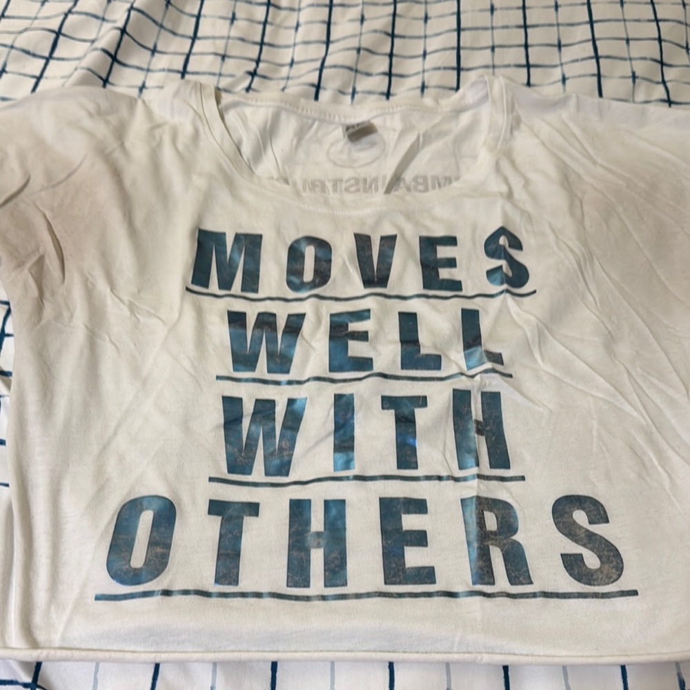 Zumba Instructor White Graphic Tee with Blue Text